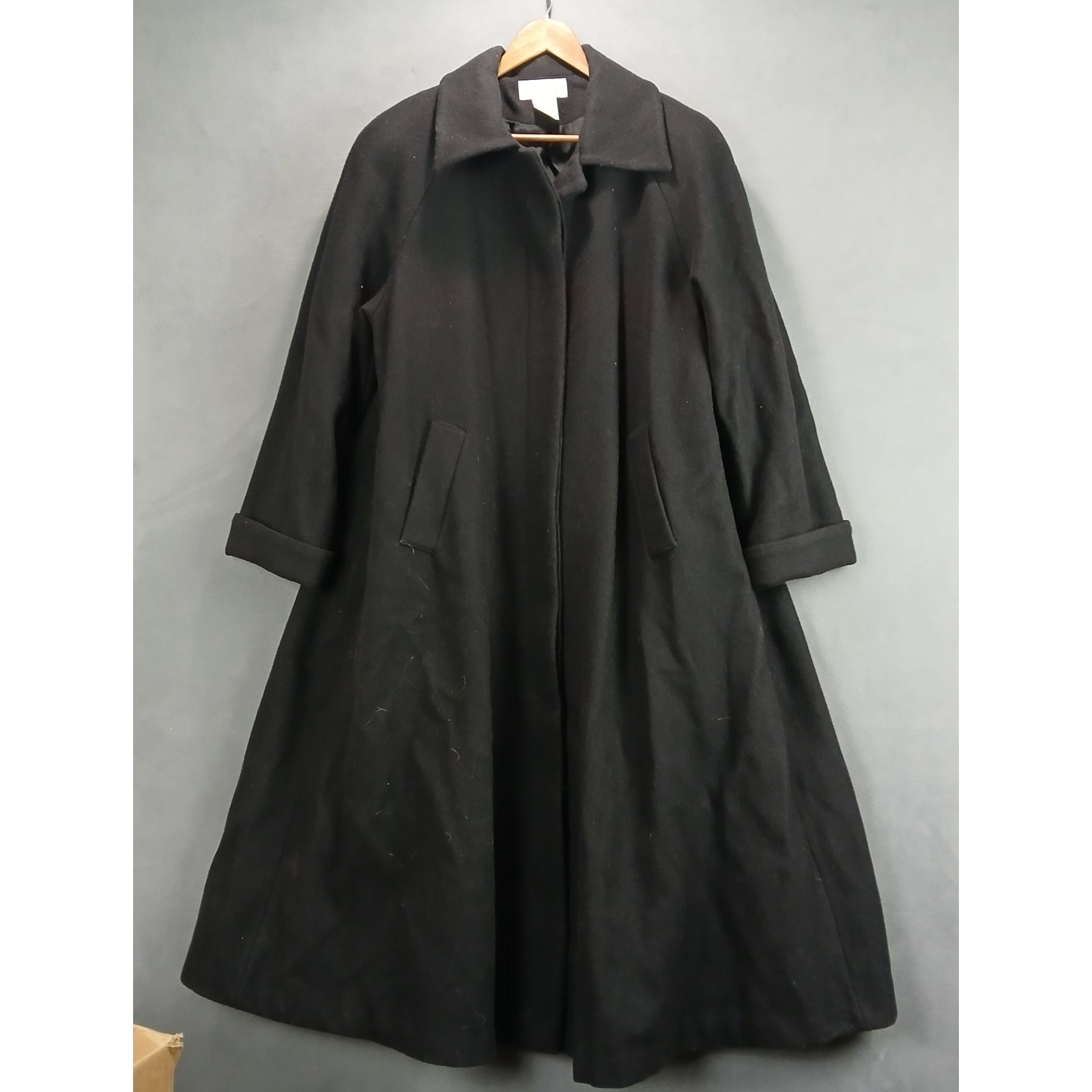 Silhouettes Overcoat Womens Xl Black Wool Lined Pleated Comfort Thermal Outdoor
